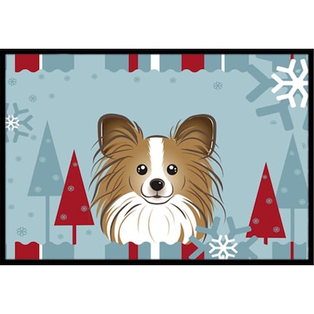 Carolines Treasures Winter Holiday Papillon Indoor and Outdoor Mat- 18 x 27 in. BB1744MAT